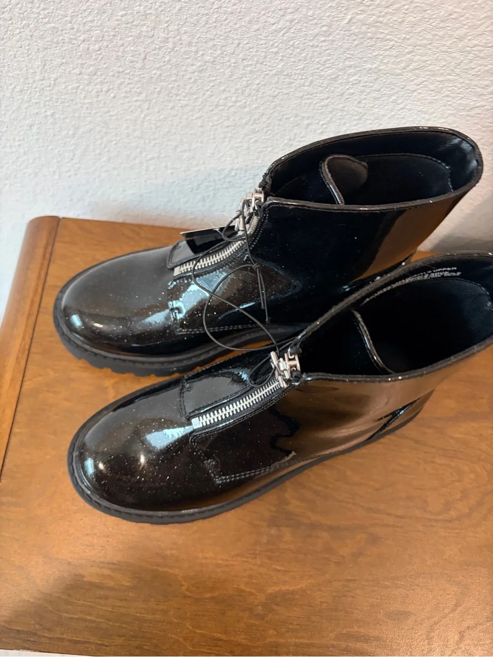 Art Class Myra Black Glitter Combat Boots - Youth 3 - NWT